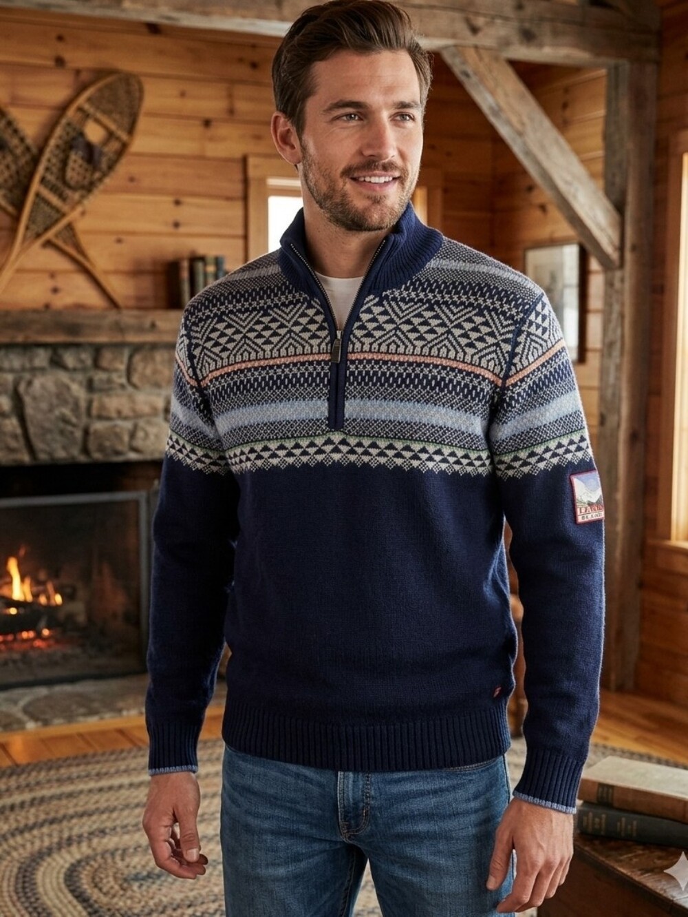 NWT Izod Fair Isle 1/4 Zip Sweater Mens L